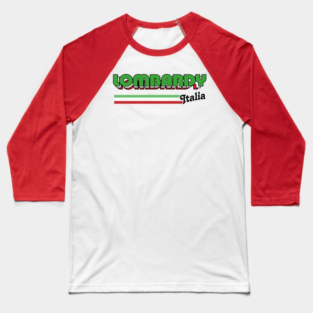 Lombardy / Italian Region Typography Design Baseball T-Shirt by DankFutura